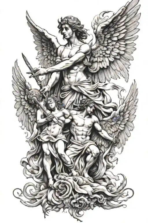 Angel vs evil tattoo design idea