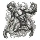 man falling hell demons fire flames tattoo design idea