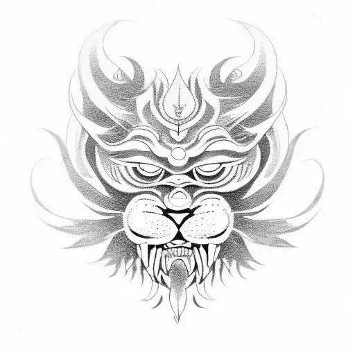 komainu a guardian lion tattoo design idea
