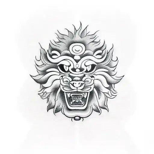komainu a guardian lion tattoo design idea