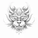 komainu a guardian lion tattoo design idea