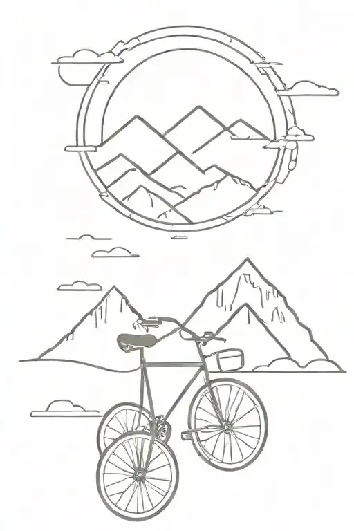 sun, bike, mountain, mendoza, argentina tattoo design idea