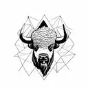bison and mountain tattoo design idea