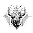 bison and mountain tattoo design idea