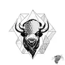 bison and mountain tattoo design idea