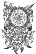 dreamcatcher with Lily's and feathers falling tattoo design idea