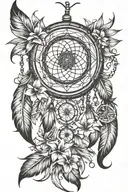 dreamcatcher with Lily's and feathers falling tattoo design idea