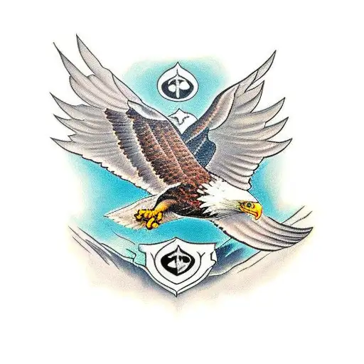 bald eagle flying with a skull in its talons tattoo design idea