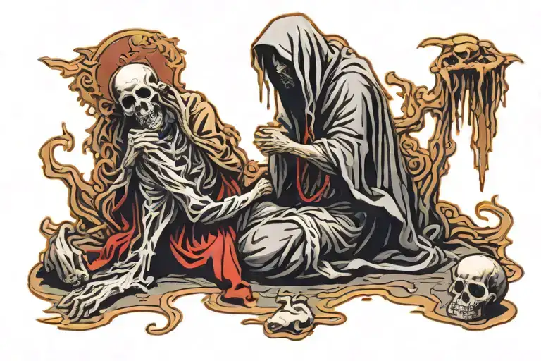 Father Death praying tattoo design idea