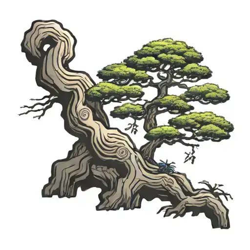bonsai Tree in sunset tattoo design idea