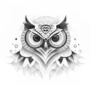 Buho+brujula+para e hijo tattoo design idea