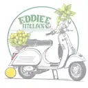 "Eddie & Vinny's" Coastal Italian, restaurant logo, Italy, almalfi coast, Vespa, lemons tattoo design idea