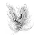 phoenix rising from ashes with flames tattoo design idea