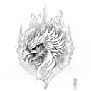 phoenix rising from ashes with flames tattoo design idea