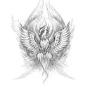 phoenix rising from ashes with flames tattoo design idea