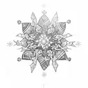 antarctica and technology infused snowflake tattoo design idea