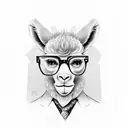 Ilama with nerd glasses and a tie  tattoo design idea