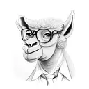 Ilama with nerd glasses and a tie  tattoo design idea