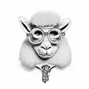 Ilama with nerd glasses and a tie  tattoo design idea