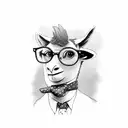 Ilama with nerd glasses and a tie  tattoo design idea