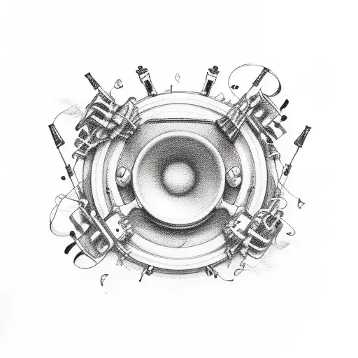 music notes with guns and roses tattoo design idea