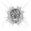 wired cyberpunk skull exploding from overloaded circuits tattoo design idea