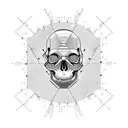 wired cyberpunk skull exploding from overloaded circuits tattoo design idea