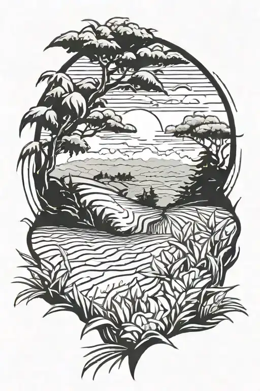 Rice field abstrax tattoo design idea