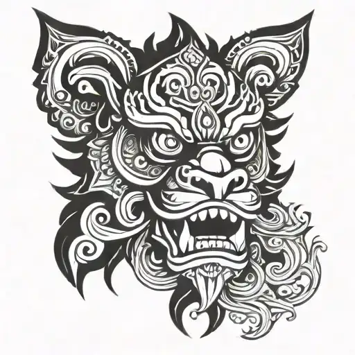barong in abstract style design tattoo design idea
