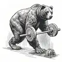 A interpretation of a bear performing a deadlift, showcasing his strength and power, tattoo design idea