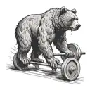 A interpretation of a bear performing a deadlift, showcasing his strength and power, tattoo design idea