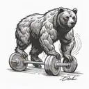 A interpretation of a bear performing a deadlift, showcasing his strength and power, tattoo design idea
