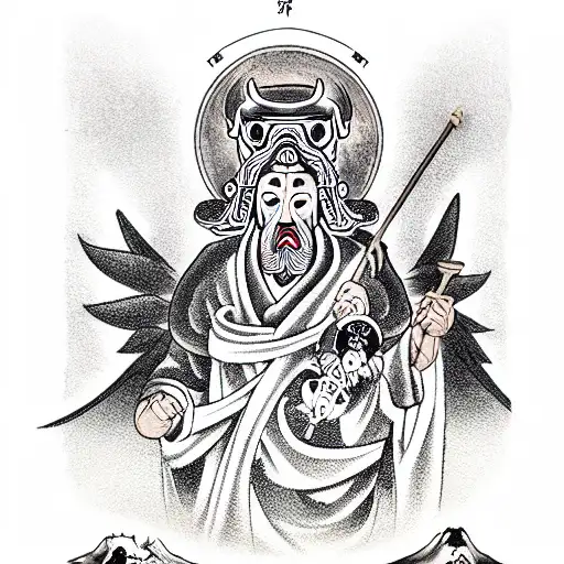 saint Christopher with the head of a Great Dane tattoo design idea