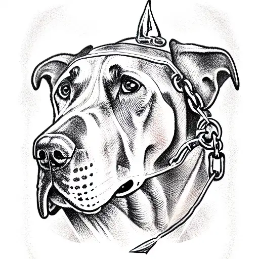 saint Christopher with the head of a Great Dane tattoo design idea