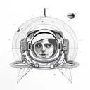astronaut thinking on jupiter tattoo design idea