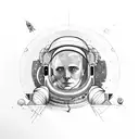 astronaut thinking on jupiter tattoo design idea