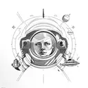astronaut thinking on jupiter tattoo design idea