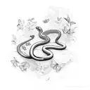 snake and butterflies  tattoo design idea