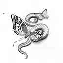 snake and butterflies  tattoo design idea