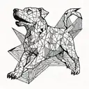 A geometric design of a white Argentinian Dogo barking at the lightning  tattoo design idea