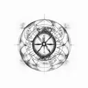 Calcifer acuarella and gallifreyan chaos tattoo design idea