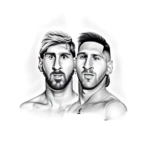 fc barcelona, alexia putellas and lionel messi tattoo design idea