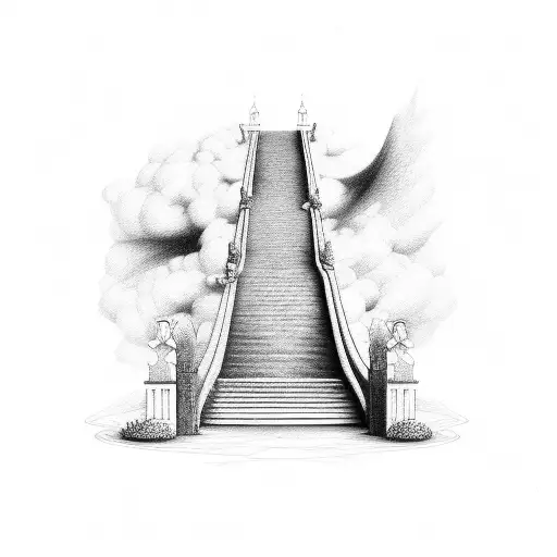 heaven gates someone walking up the stairs  tattoo design idea
