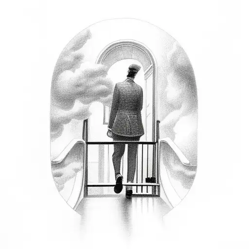 heaven gates someone walking up the stairs  tattoo design idea