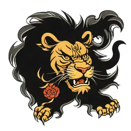 Jin-jang lion tattoo design idea