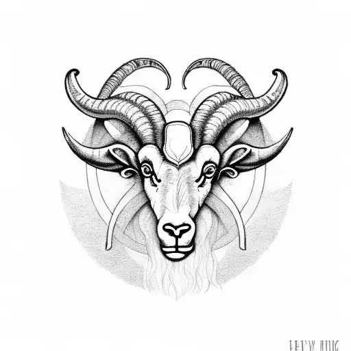 Ram or Aries symbol that incorporates spirituality and higher self awakening tattoo design idea
