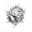 peonies with chaos tattoo design idea