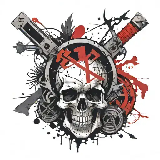 CHI RHO skull surrounded tattoo design idea