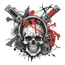 CHI RHO skull surrounded tattoo design idea
