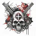 CHI RHO skull surrounded tattoo design idea